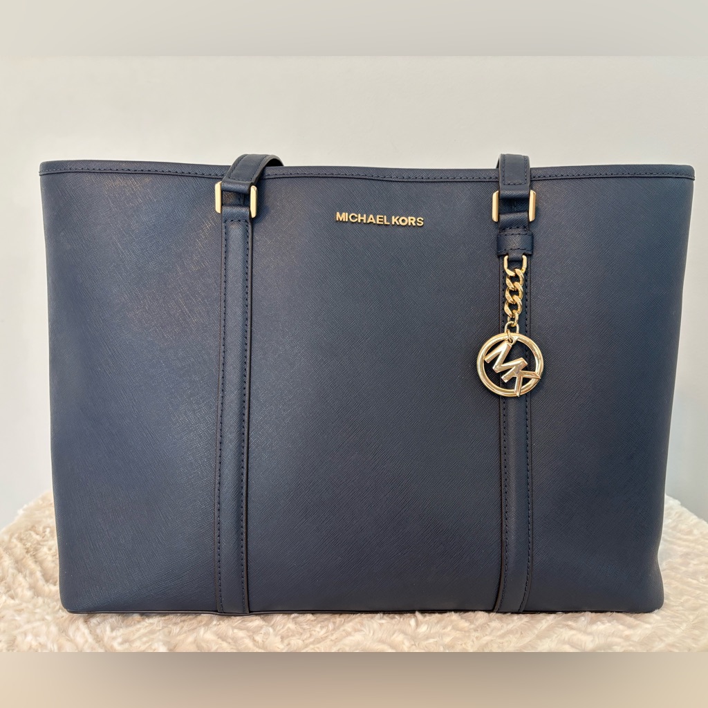 Michael Kors Large Sady Carryall Shoulder Bag Navy